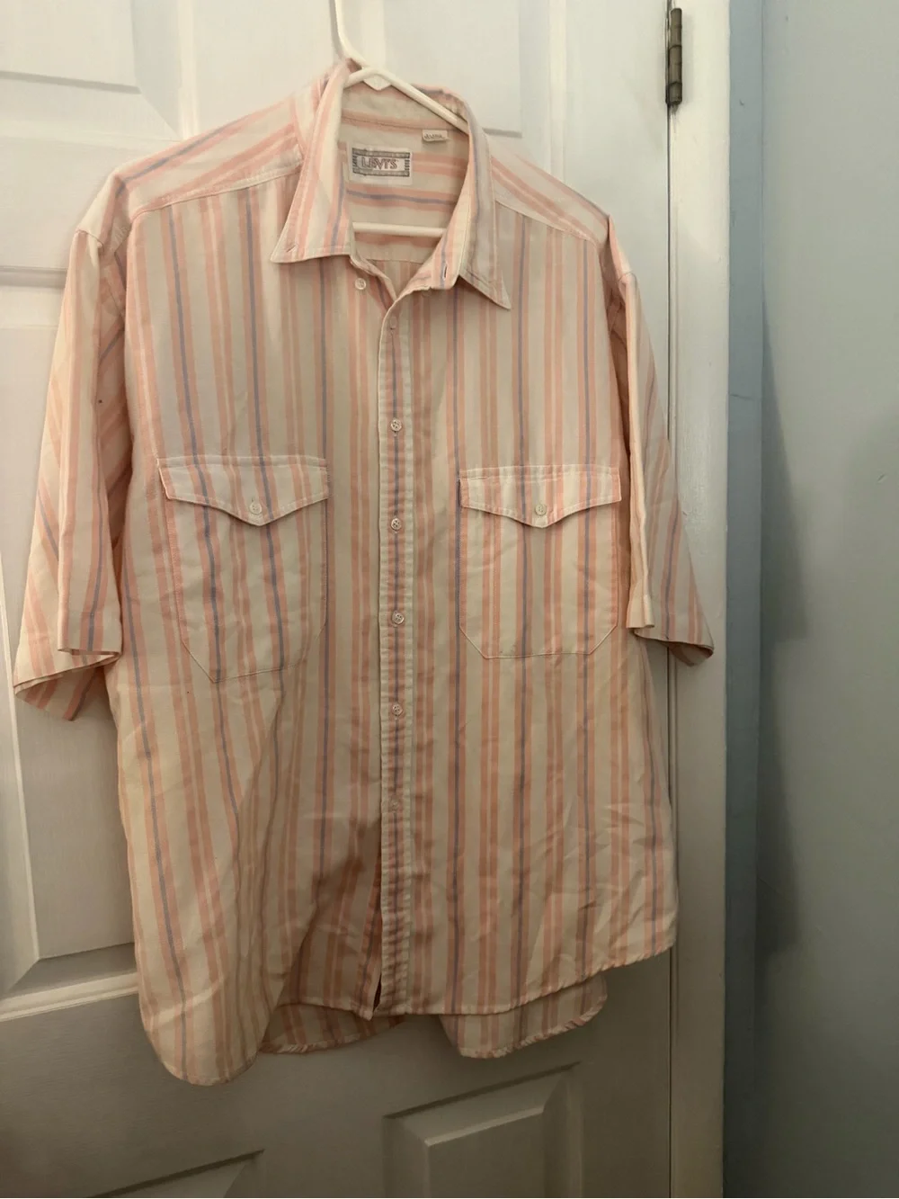 Vintage 1988 Levi’s Men’s XL Pastel Striped Short Sleeve Western Shirt